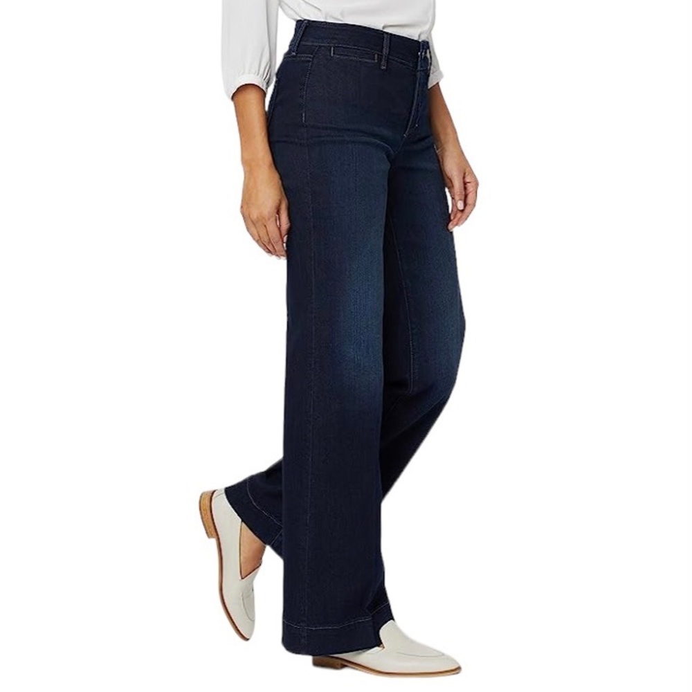 NYDJ High Rise & Wide Leg Teresa Trouser Jeans with Lift Tuck in Burbank Wash